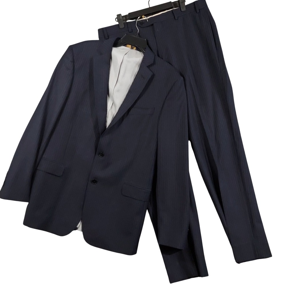 Brooks Brothers Explorer Suit Jacket Mens 42L 36/32 Blue Pinstripe Regent Fit